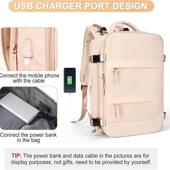Boutique Beige Cream Travel Multi Compartment Carry‎ On Backpack